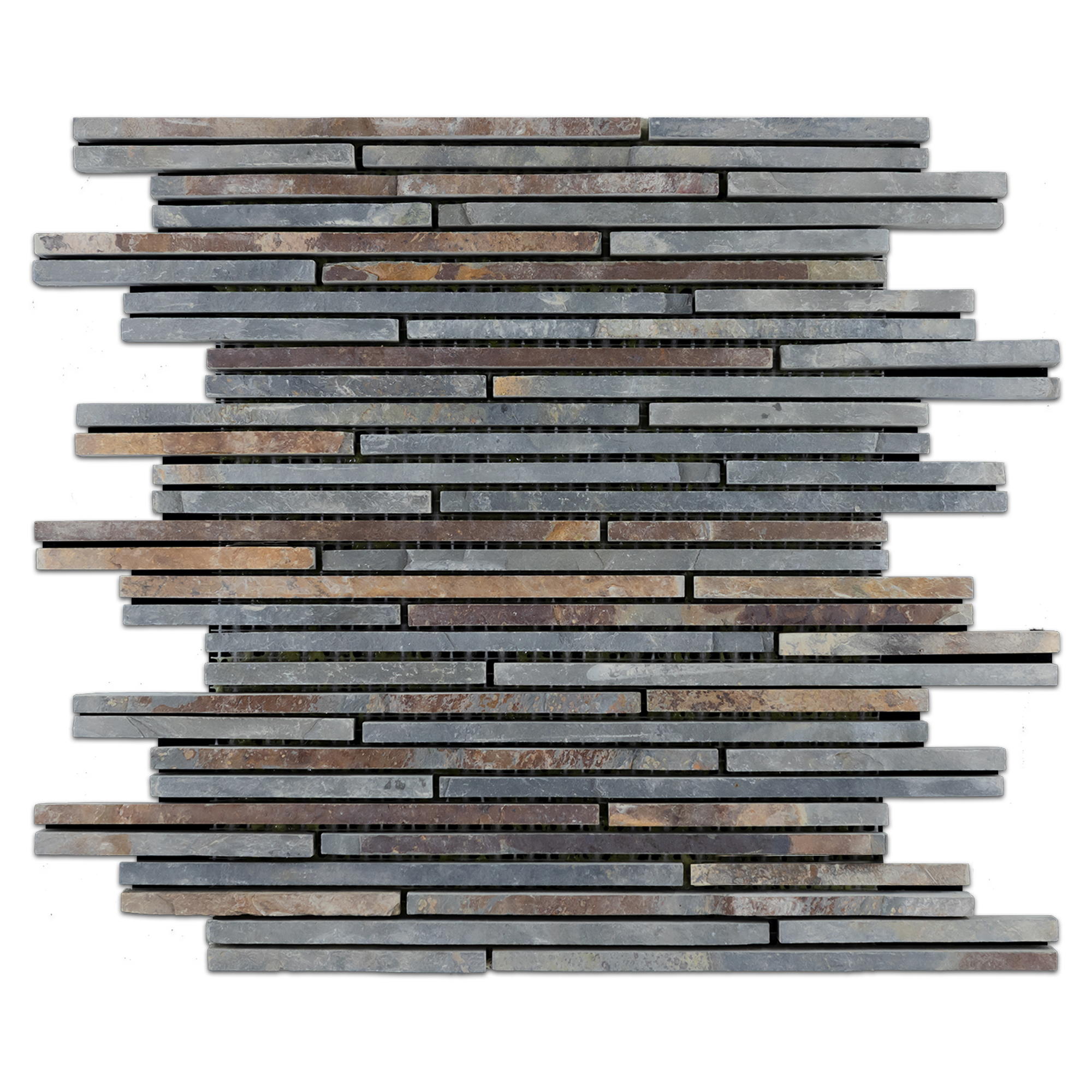Elon Rustic Multicolor Slate Mini Random Strip Field Mosaic 11.75x12x0.375 Cleft SL1811B Surface Group International Product