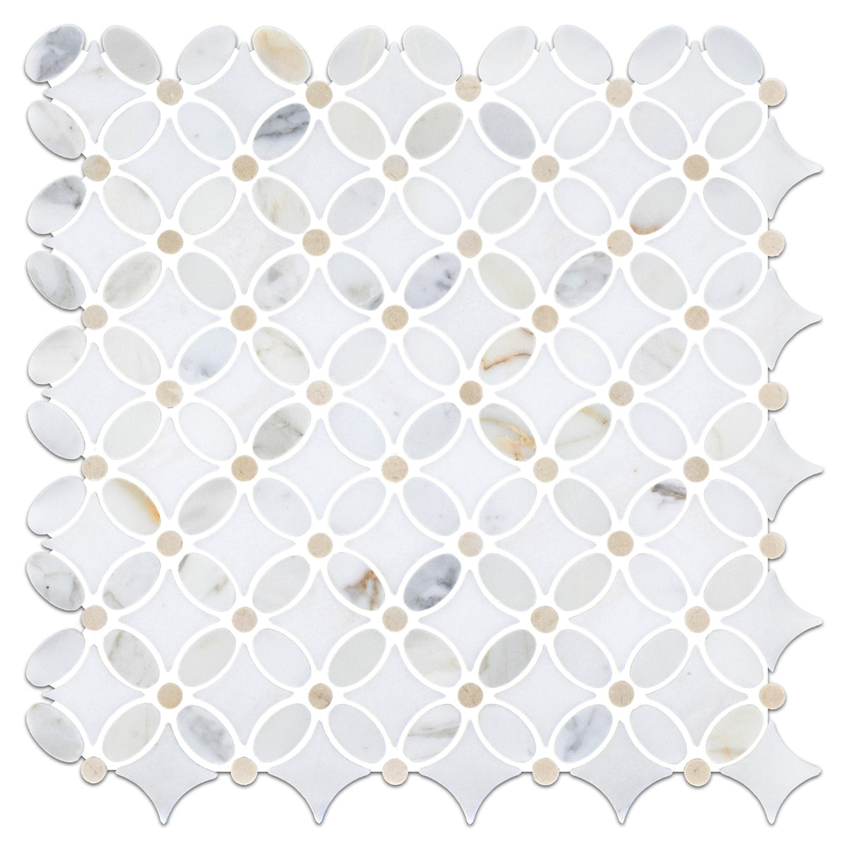 Elon Tile Calacatta Gold Mosaic tile — available at Surface Group