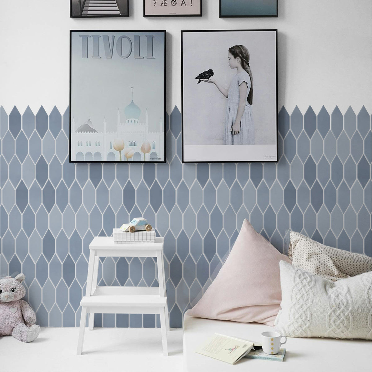 Elon Tile Lagos Sky tile in a room setting β available at Surface Group
