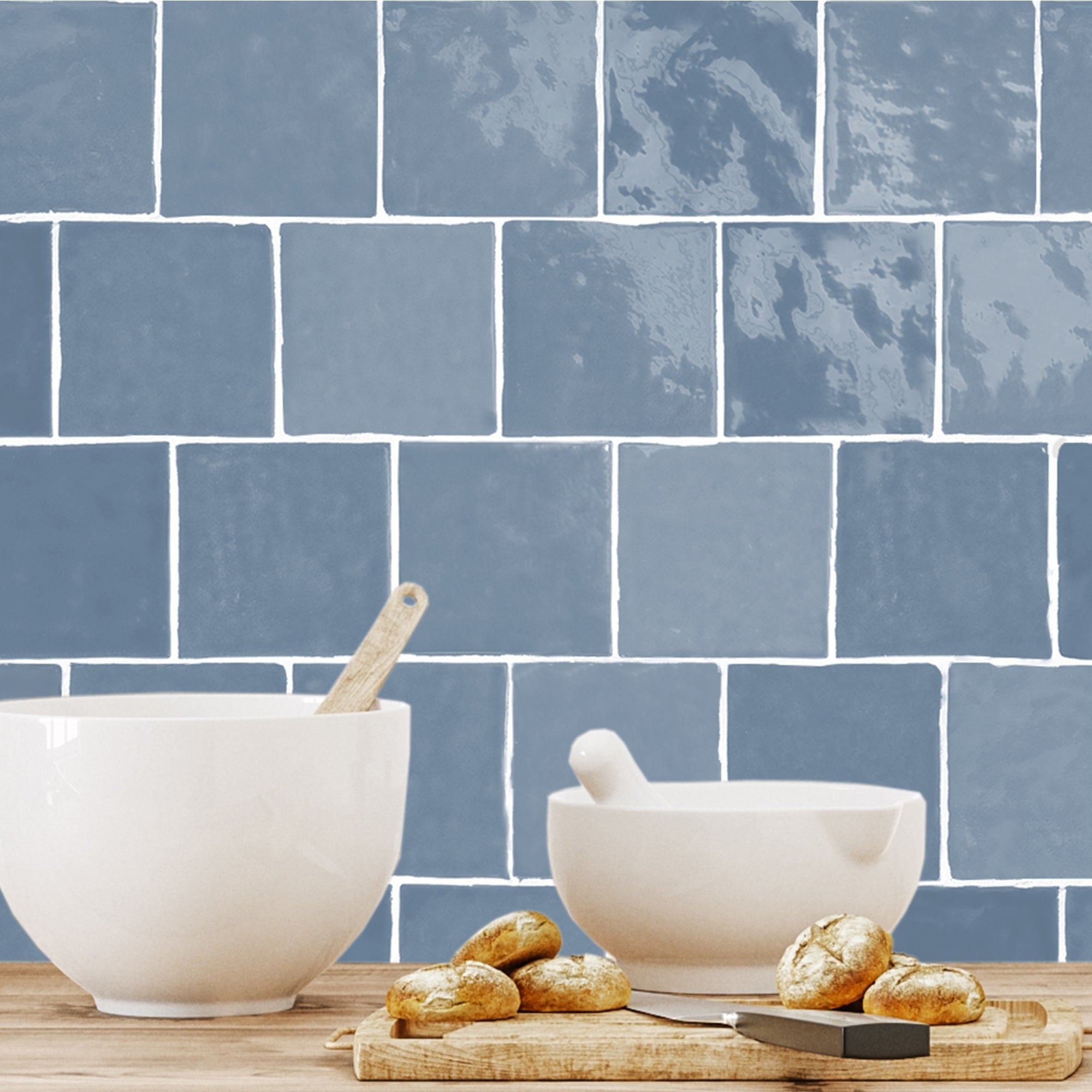 Elon Tile Lagos Sky tile in a room setting — available at Surface Group