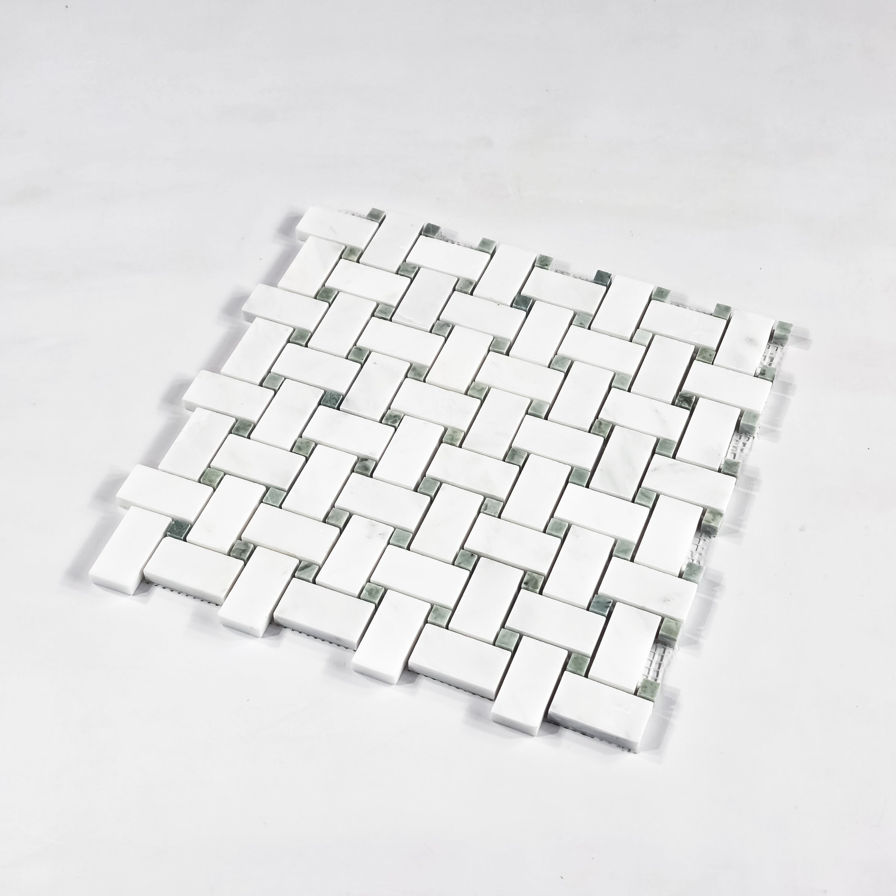 Elon Tile Pearl White Mosaic tile close-up view — available at Surface Group