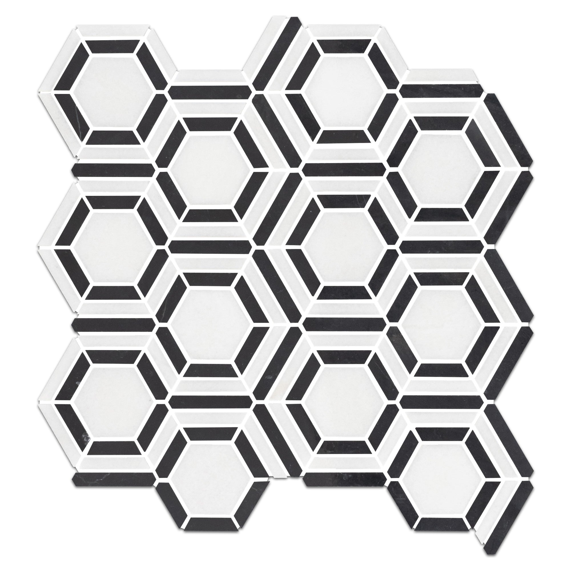 Elon Tile White Thassos Mosaic tile — available at Surface Group