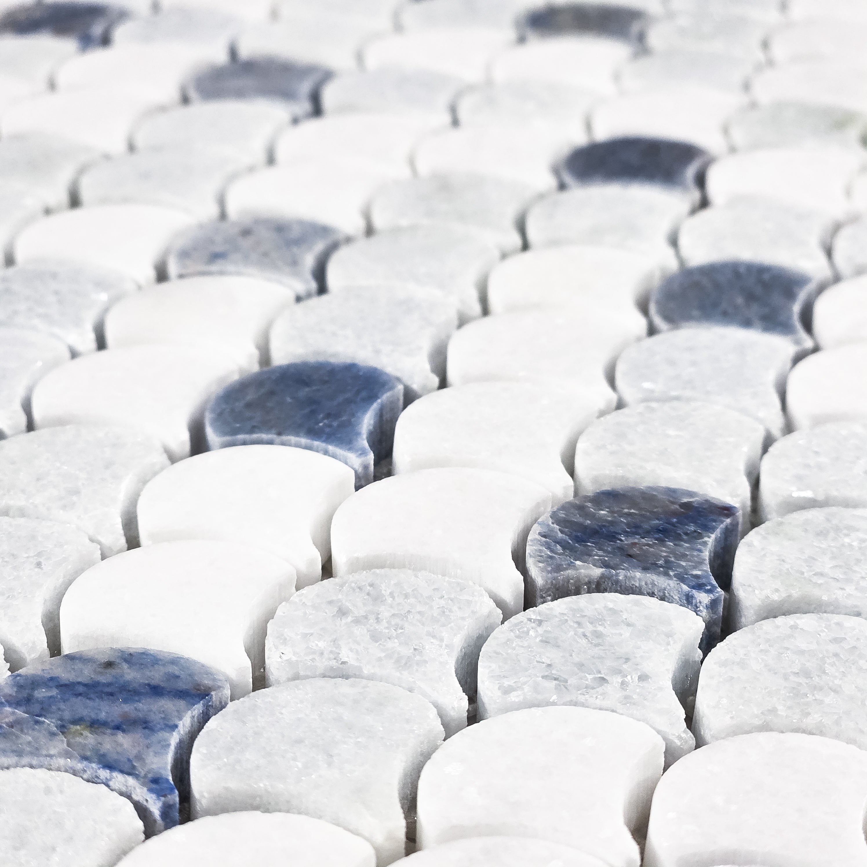 Elon Tile White Thassos Mosaic tile arrangement — available at Surface Group
