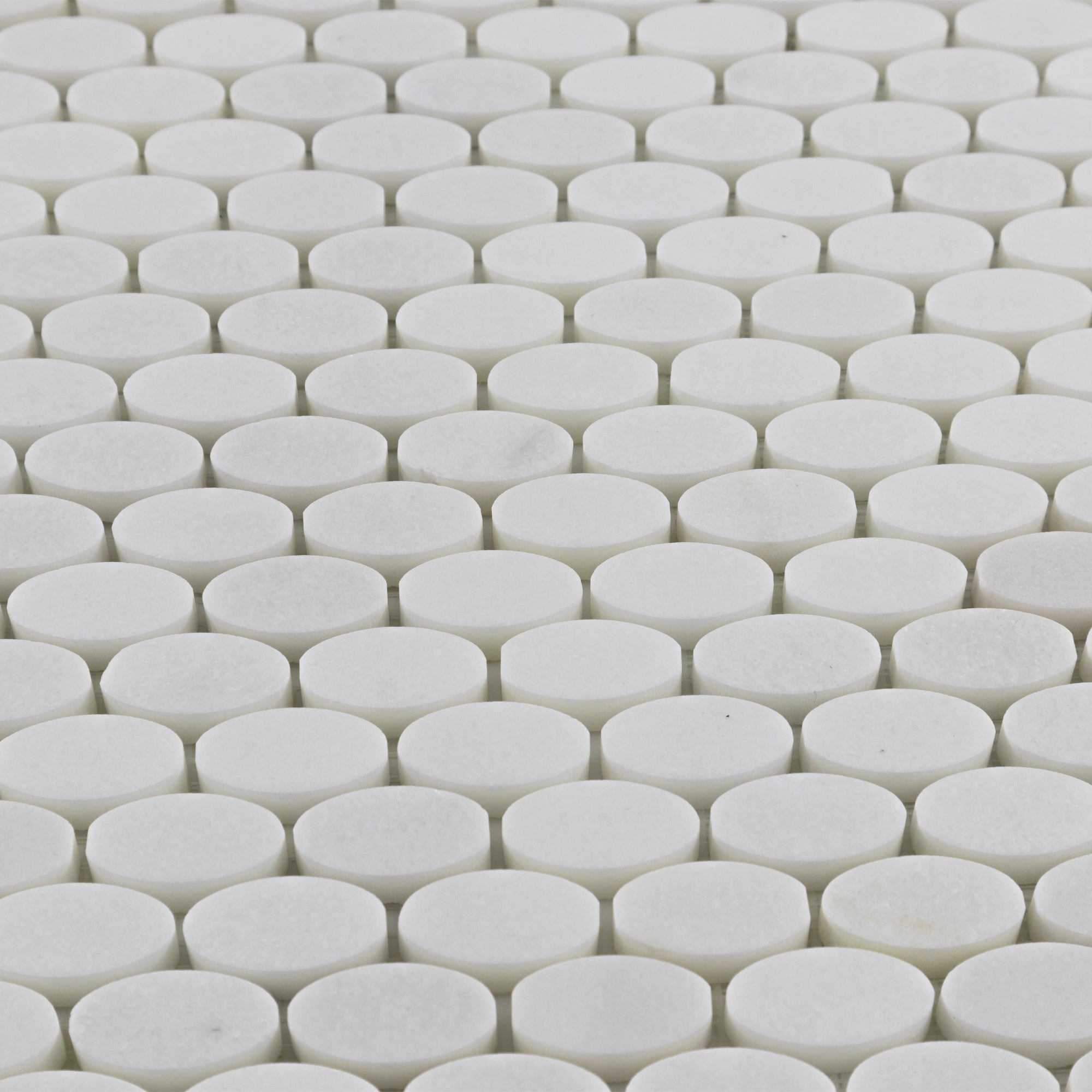 Elon Tile White Thassos Mosaic tile arrangement — available at Surface Group