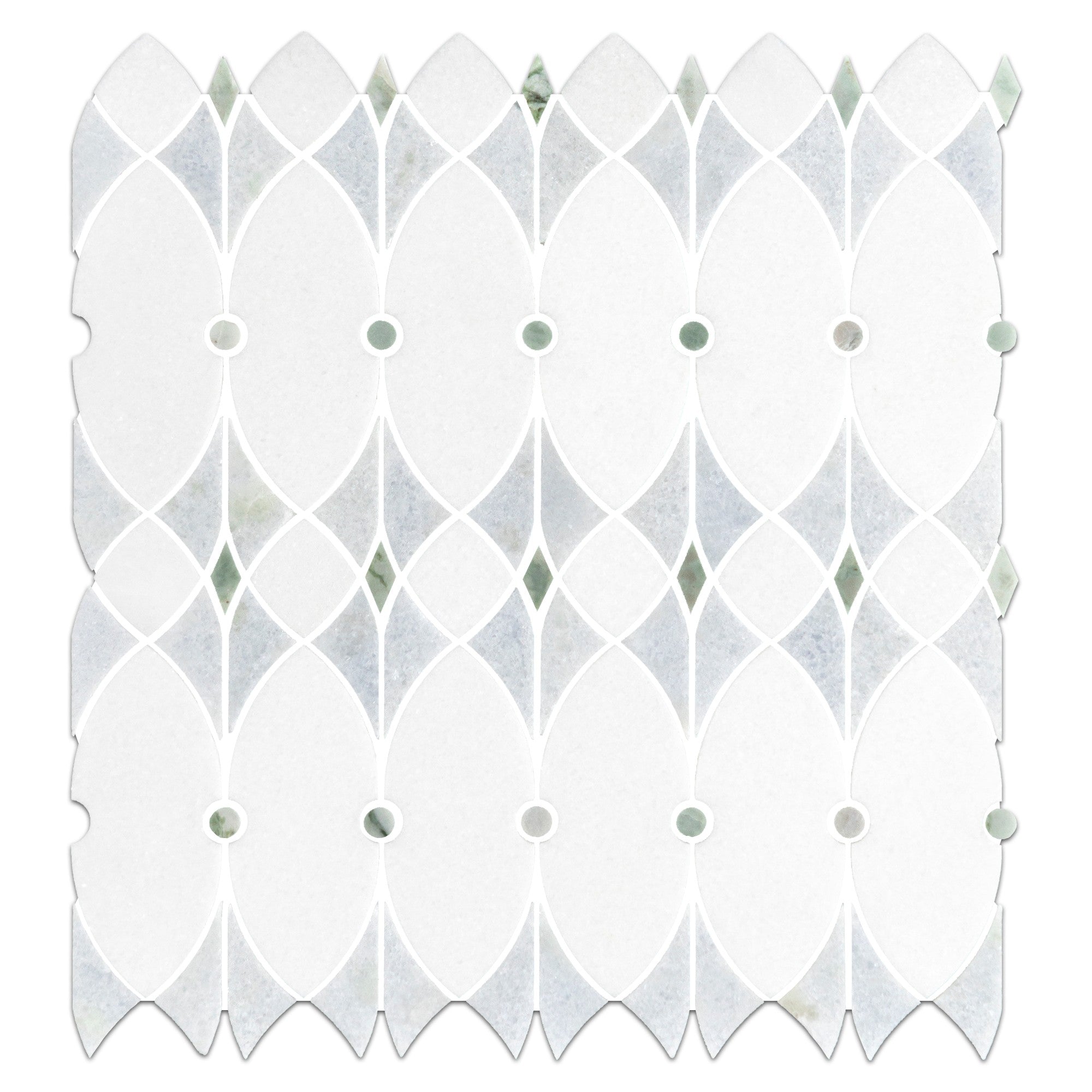 Elon Tile White Thassos Waterjet tile — available at Surface Group