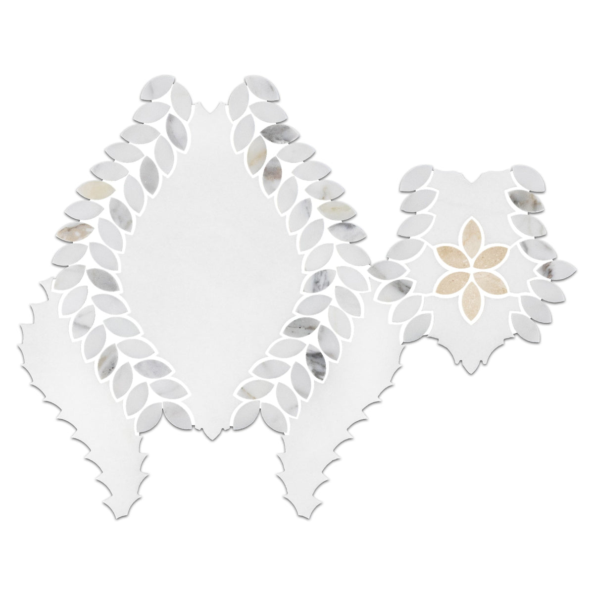 Elon Tile White Thassos Waterjet tile — available at Surface Group