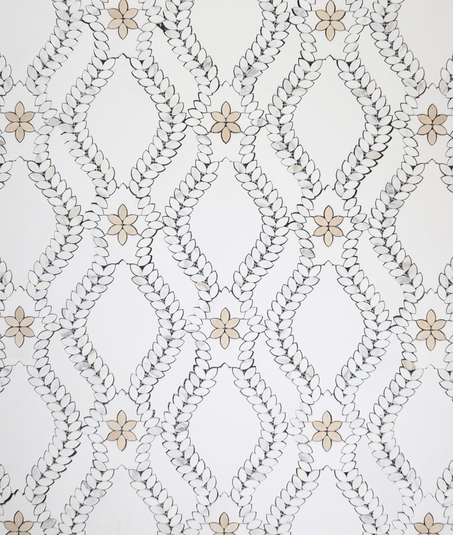 Elon Tile White Thassos Waterjet tile pattern swatch β available at Surface Group