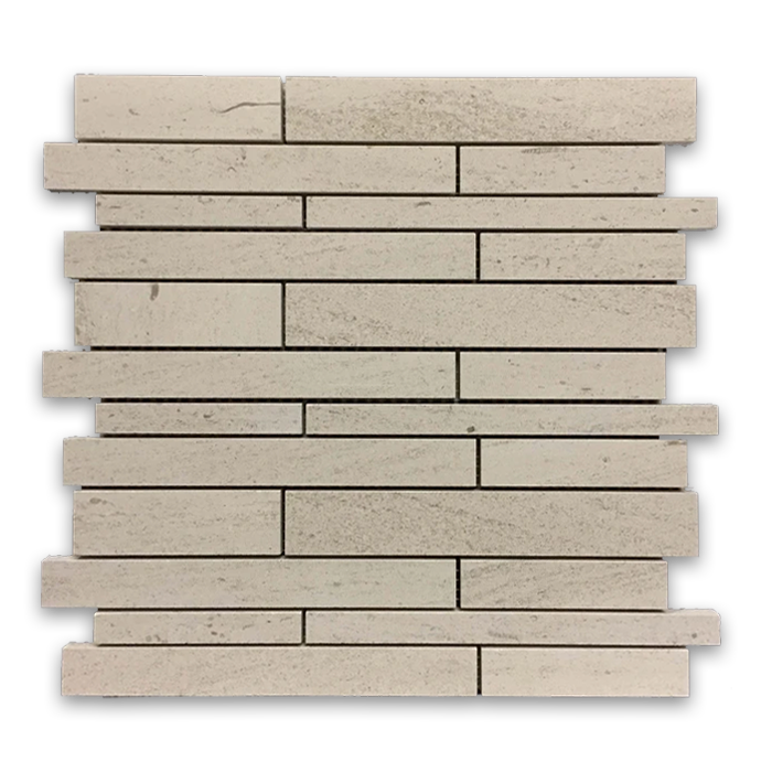 Elon Vague de Fleur Limestone Random Strip Field Mosaic 6x16x0.375 Honed Tile - Surface Group International