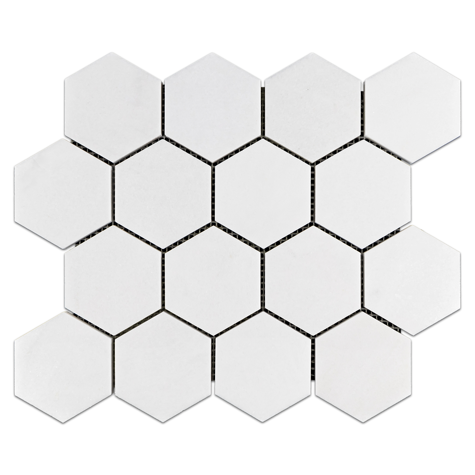 Elon White Thassos Marble 3 Hexagon Field Mosaic 9.875x11.375x0.375 Polished - Surface Group International Product
