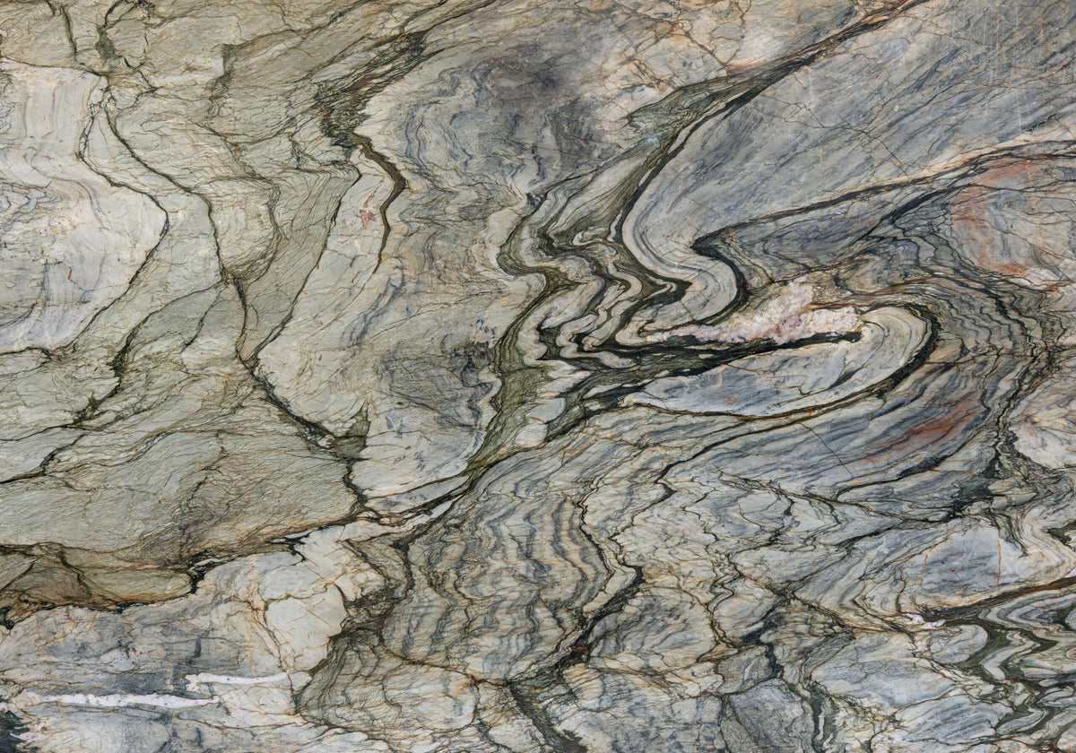Quartzite Slabs Tempest Green quartzite slabs, top-down product view. Premium quartzite for floors and walls.
