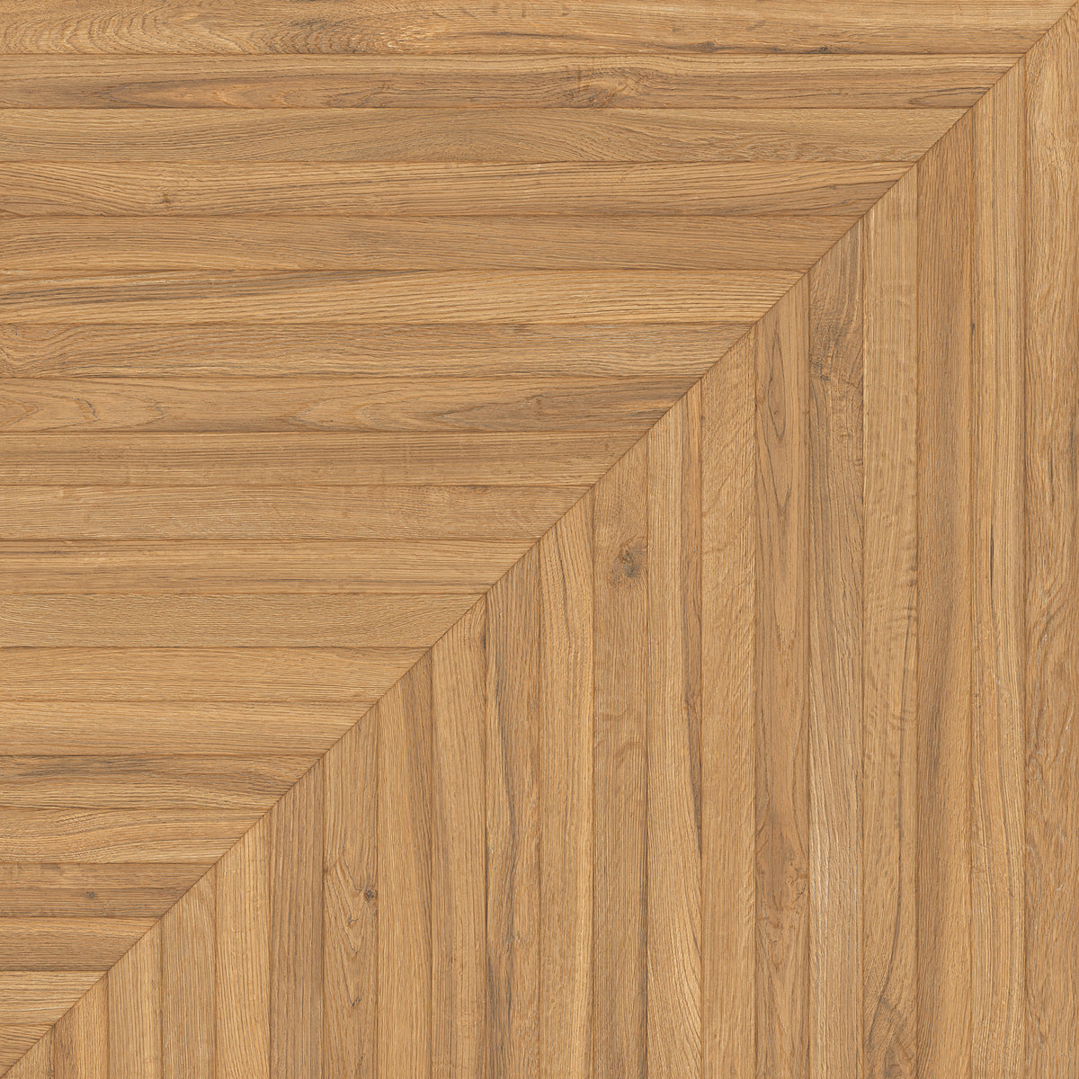 Playwood Intense Oak porcelain field tile by Emil, naturale finish, 39 3/8"x39 3/8"x9-mm size. Premium Italian porcelain for floors and walls.