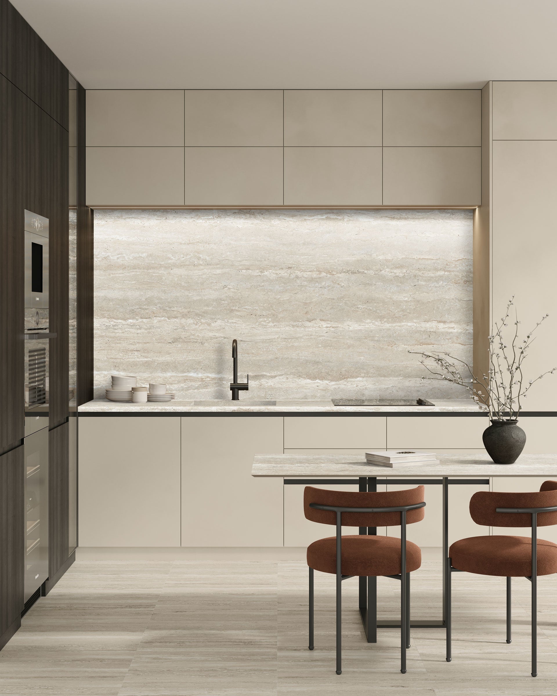 TRAVERTINE: Silver Shark Nose Prefab Slab (32"x96"x12mm | matte)