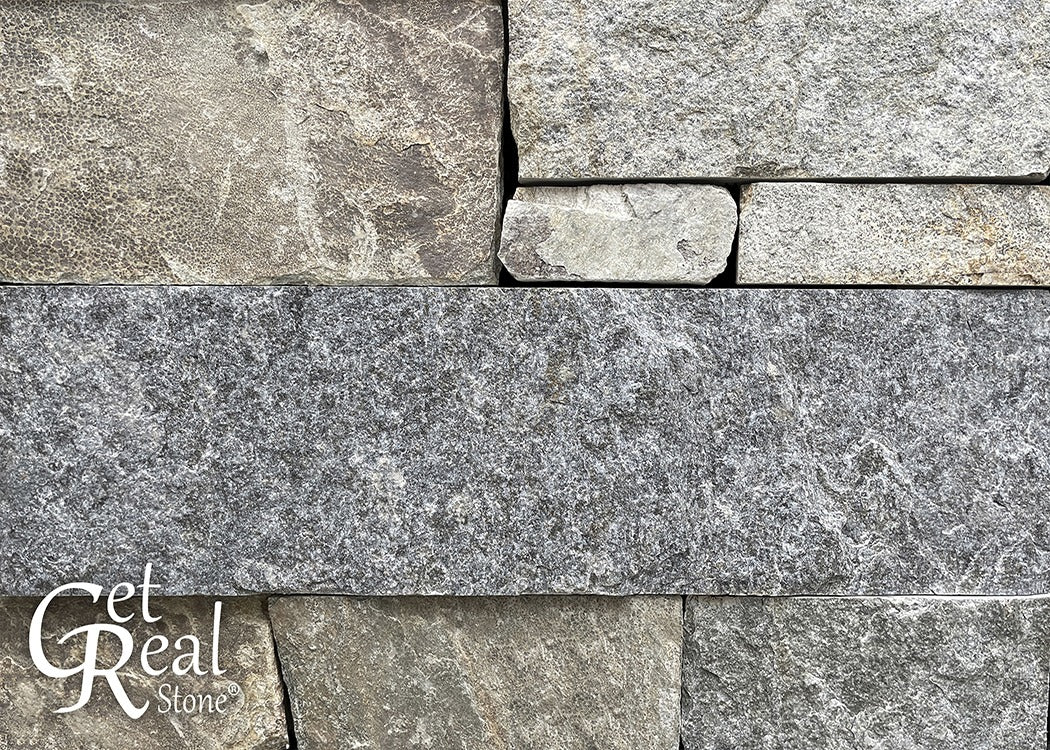 Uniform Ledge Thin Veneer Coyote Grey natural stone accessories, primary product image. Premium natural stone for exterior and interior walls.