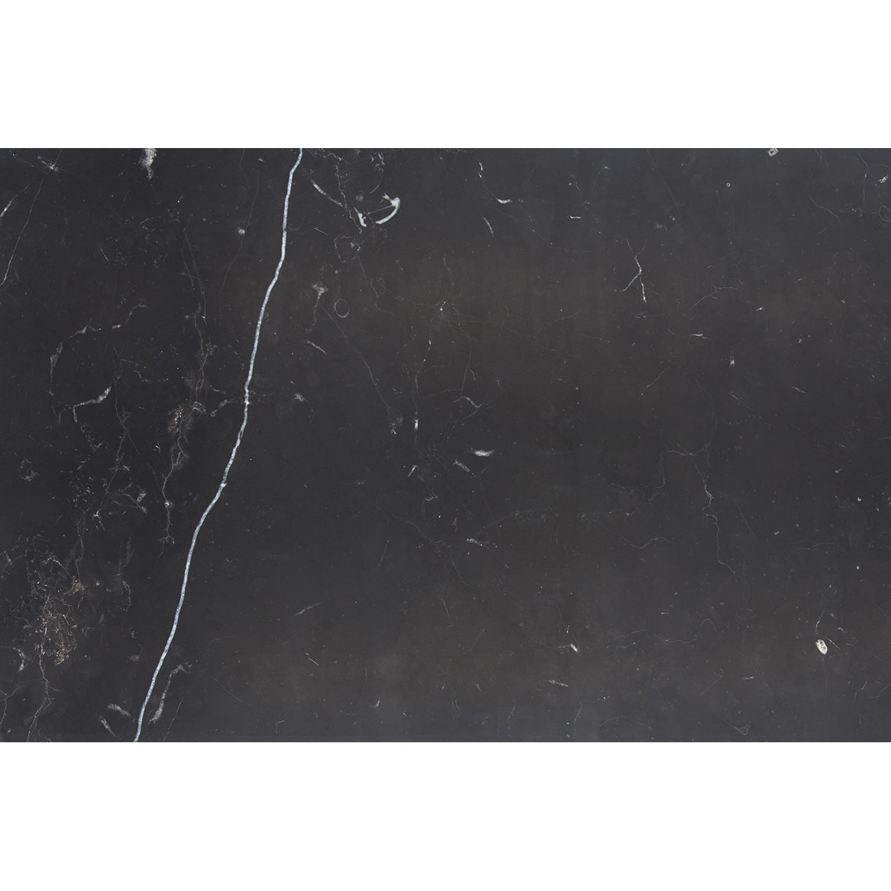 Nero Marquina marble field tiles by Haussmann Natural Stone, honed finish, 12"x24"x3/8" size, versatile for indoor and outdoor use.