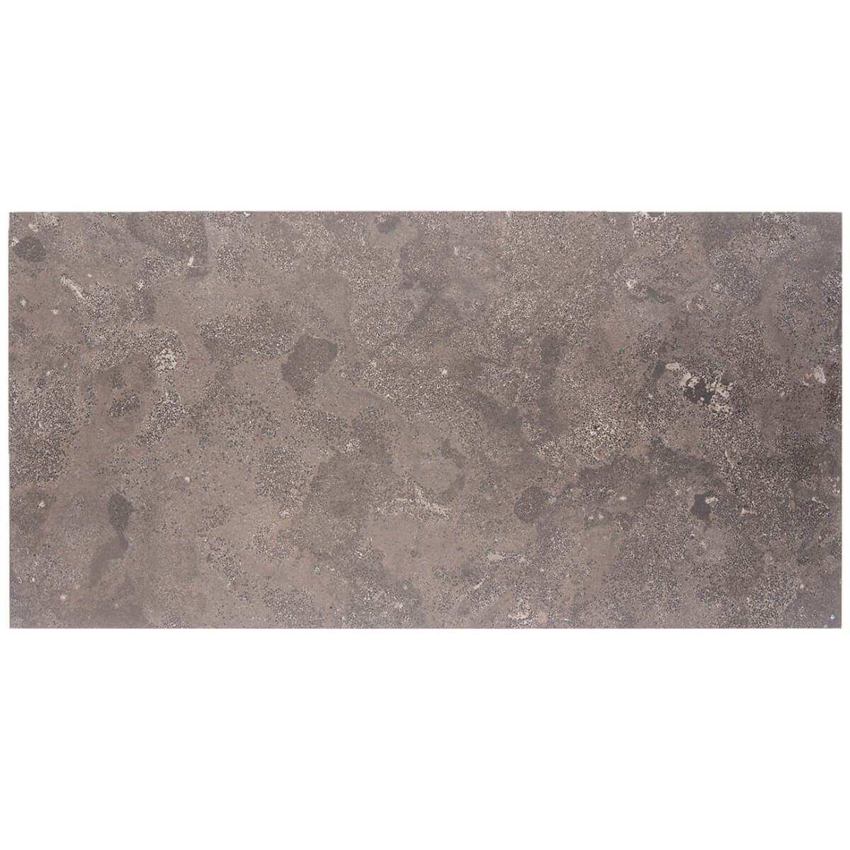 Pierre-Noire limestone field tile from Haussmann, honed finish, straight edge, 12"x24"x3/8" size, durable and frost resistant, ideal for high-traffic areas.