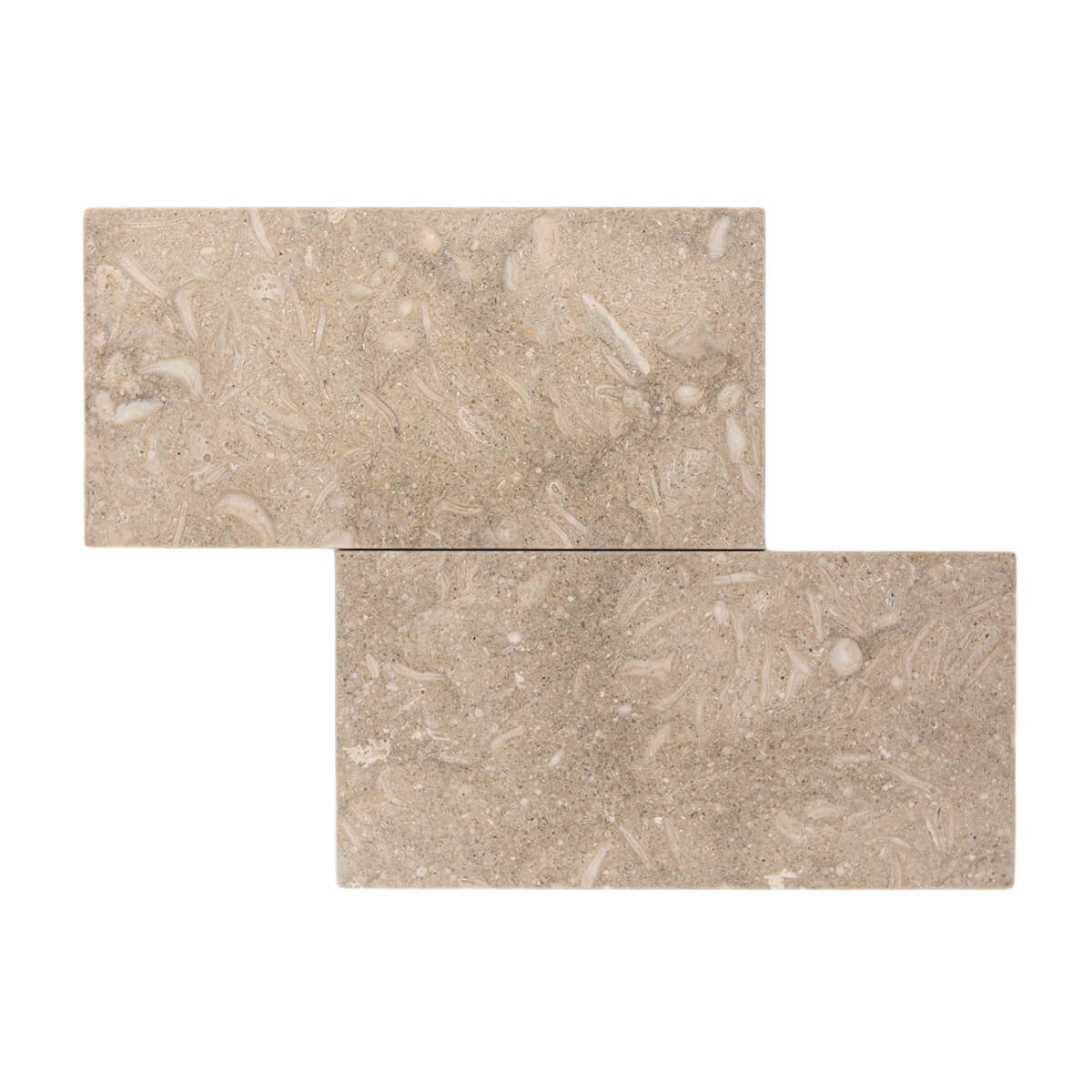 Pistache limestone field tile from Haussmann Natural Stone, honed finish, 6"x12"x3/8" dimensions, high-quality and durable for high-traffic areas.