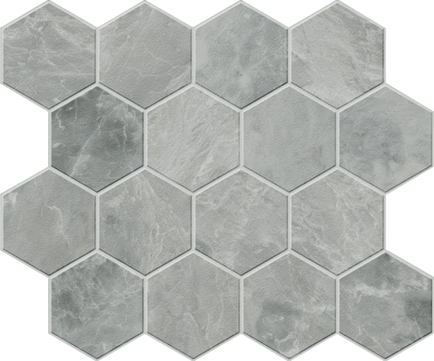landmark 9mm charme evo pearl grey hexagon mosaic 12x10x9mm matte rectified porcelain tile distributed by surface group international