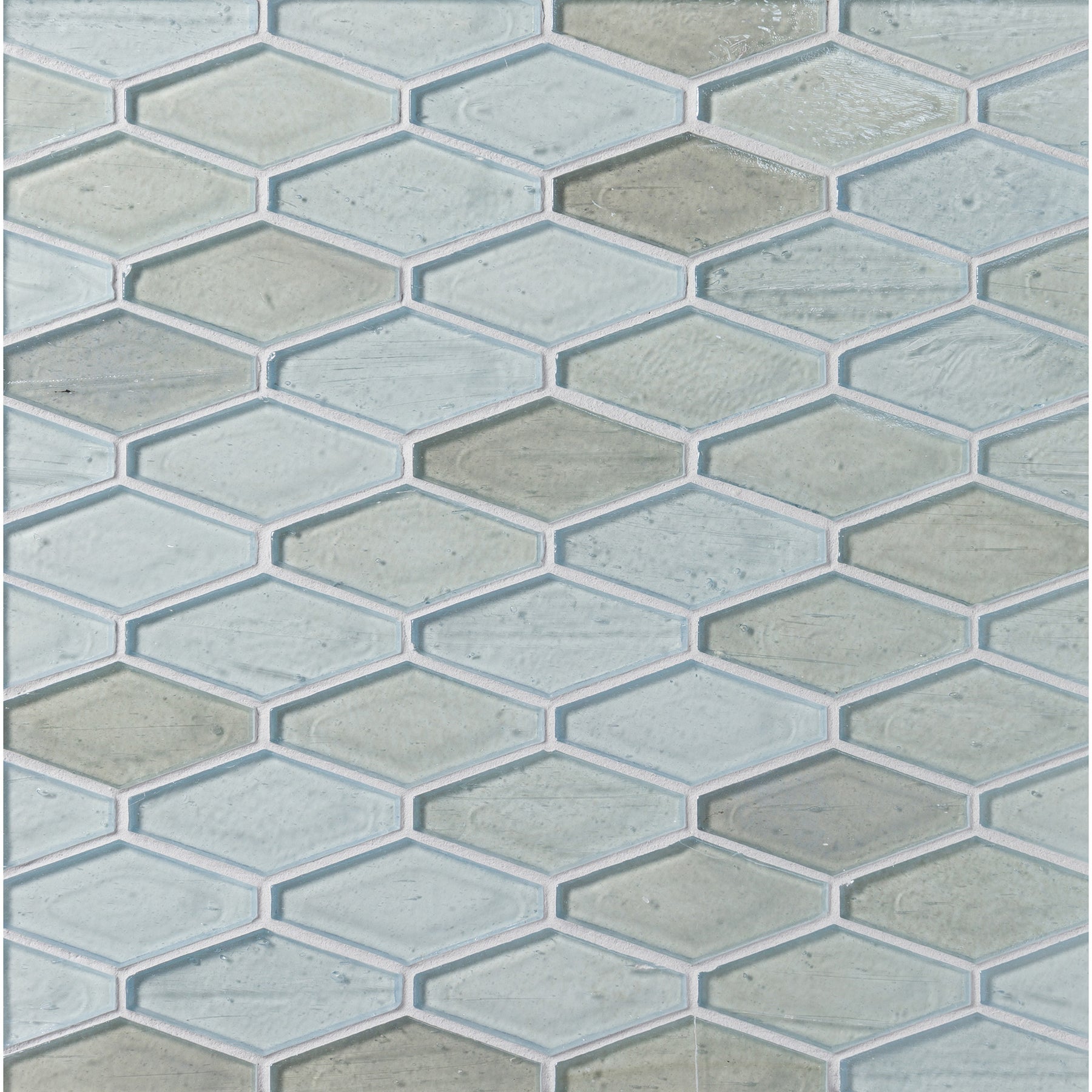 ELEMENTS: Baby Blue Mod Hex Elongated Hexagon Field Mosaic (9.45"x11.73" | pearl)