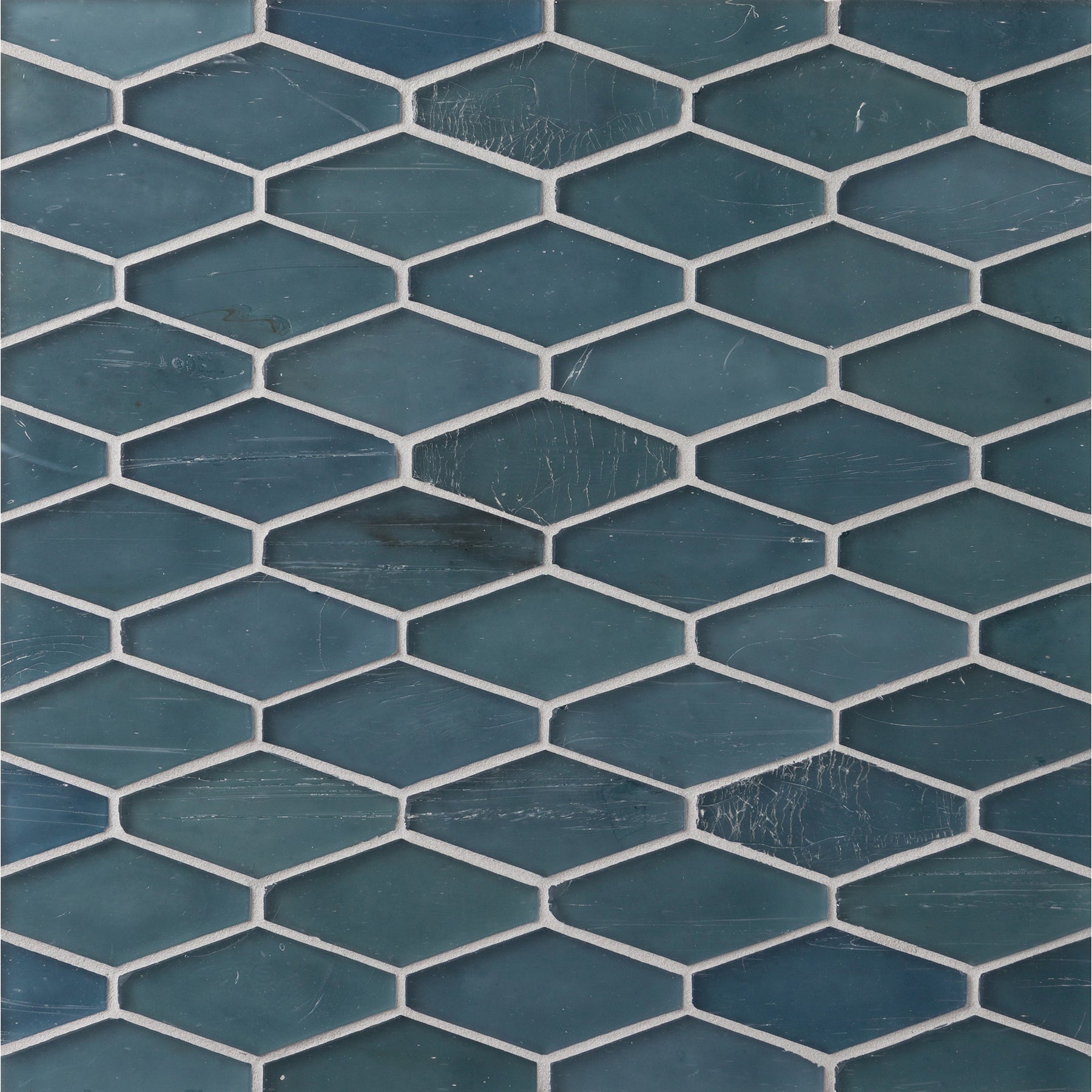 ELEMENTS: English Blue Mod Hex Elongated Hexagon Field Mosaic (9.45"x11.73" | silk)