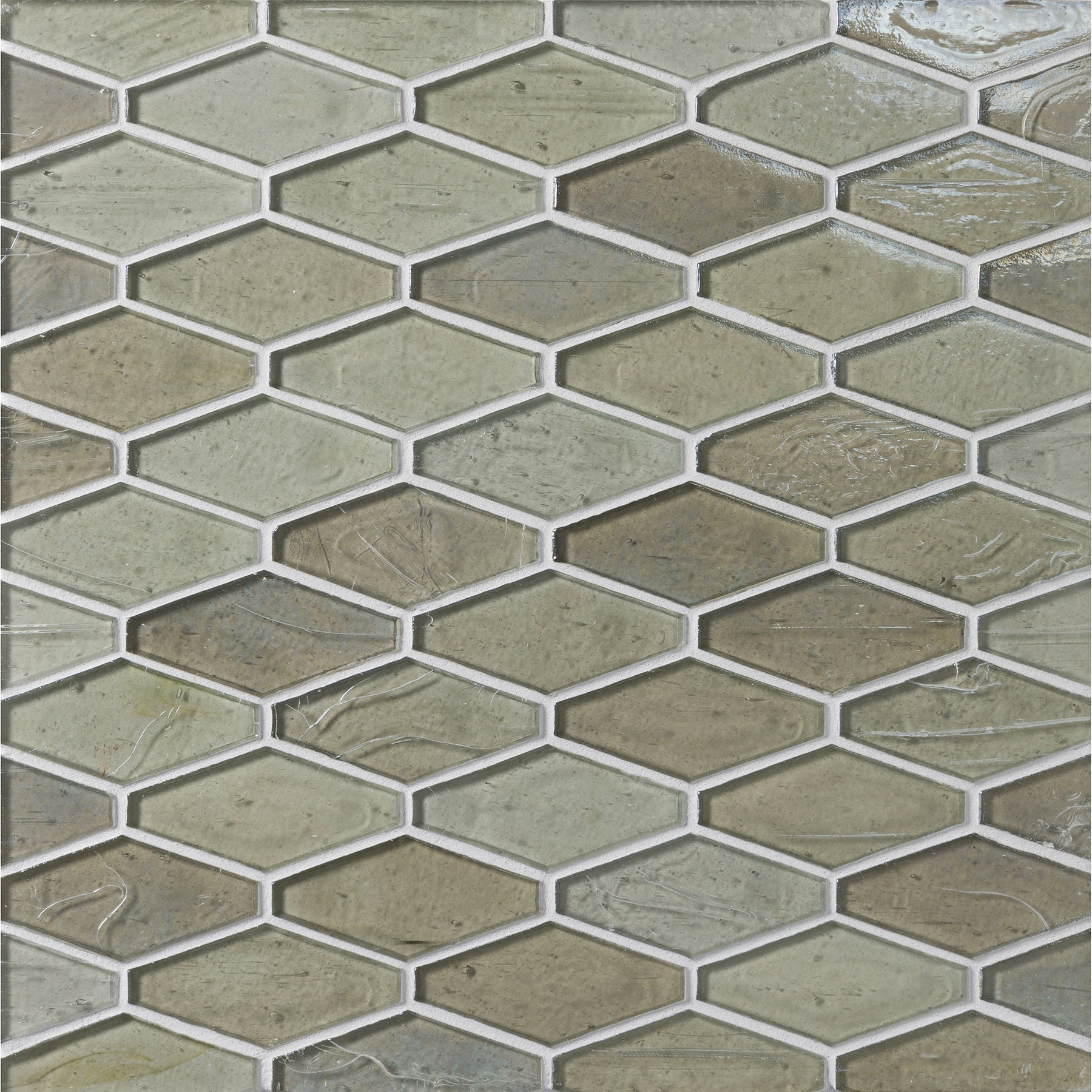 ELEMENTS: Full Moon Mod Hex Elongated Hexagon Field Mosaic (9.45"x11.73" | pearl)