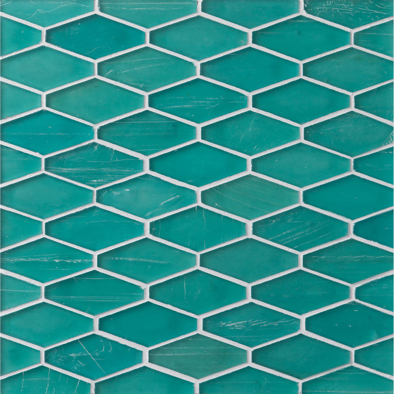 ELEMENTS: Kentucky Blue Mod Hex Elongated Hexagon Field Mosaic (9.45"x11.73" | silk)