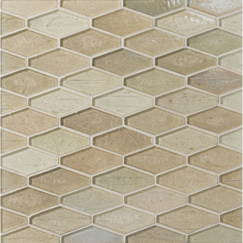 ELEMENTS: Miami Sand Mod Hex Elongated Hexagon Field Mosaic (9.45"x11.73" | pearl)