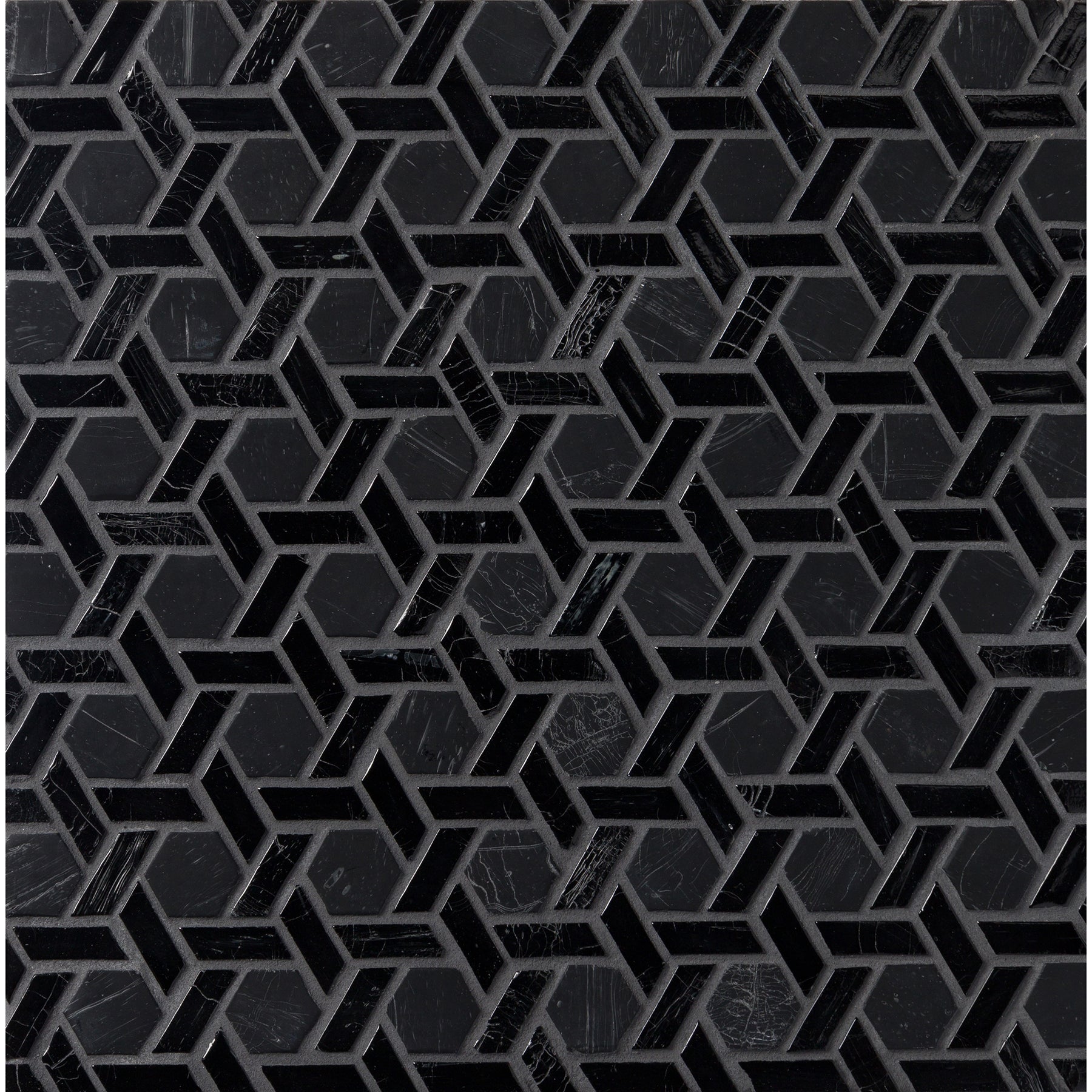 ELEMENTS: Night Sky Cane Hexagonal Field Mosaic (12.32"x12.24" | mixed)