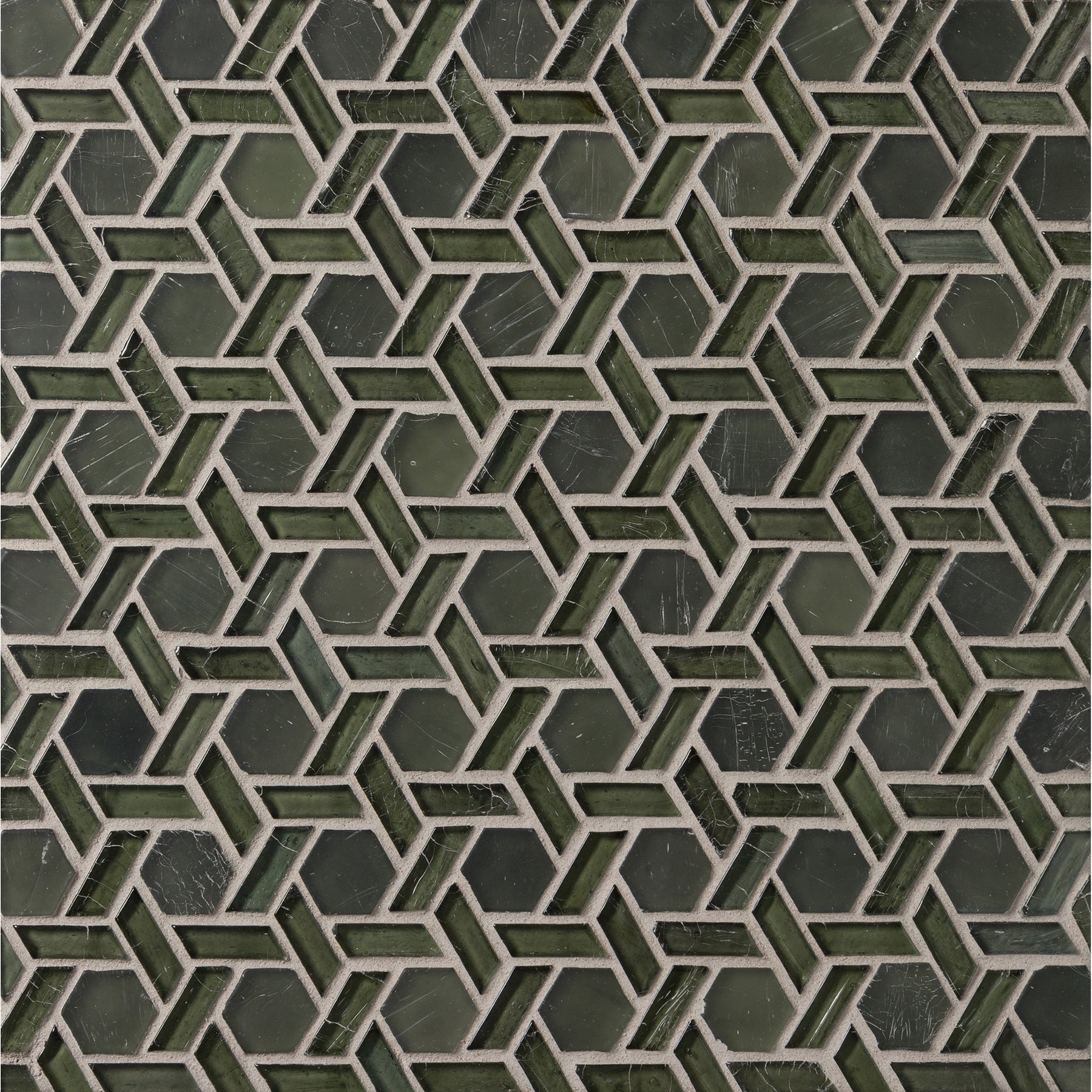 ELEMENTS: Seaweed Cane Hexagonal Field Mosaic (12.32"x12.24" | mixed)