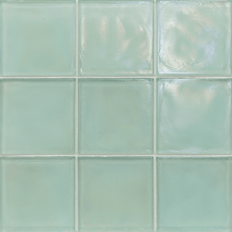 FLUX: Cayman Blue Square Field Tile (4"x4" | pearl)