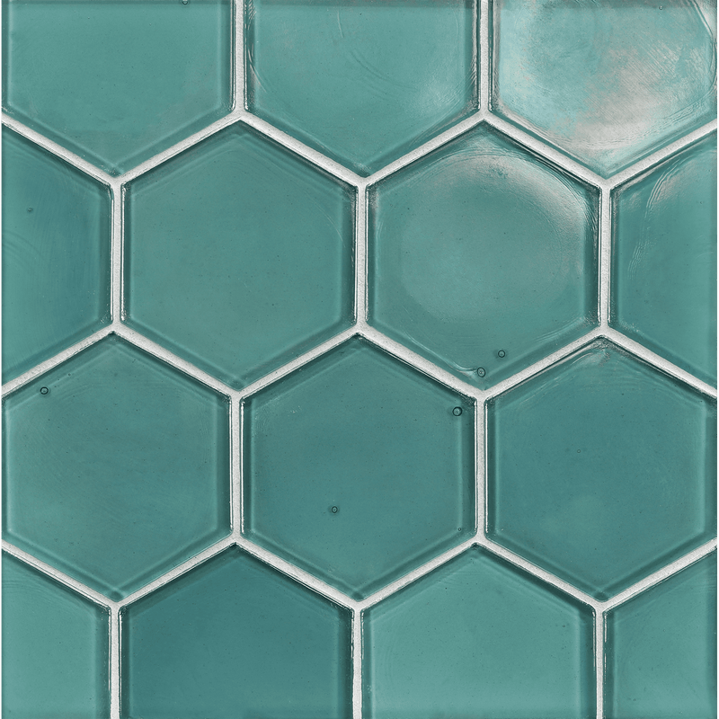 FLUX: Java Blue Hexagon Field Tile (4" | pearl)