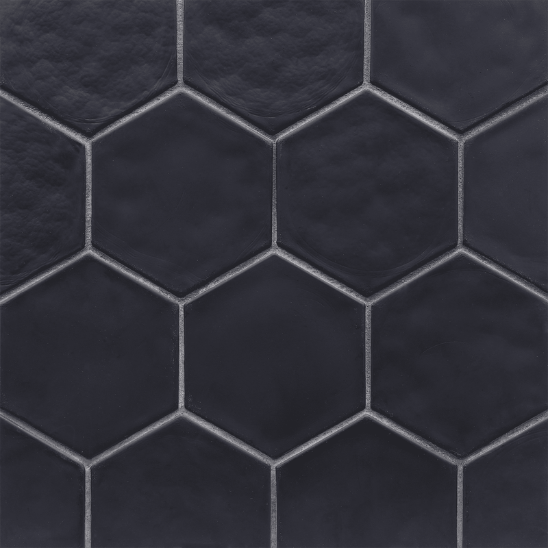 FLUX: Midnight Black Hexagon Field Tile (4" | silk)
