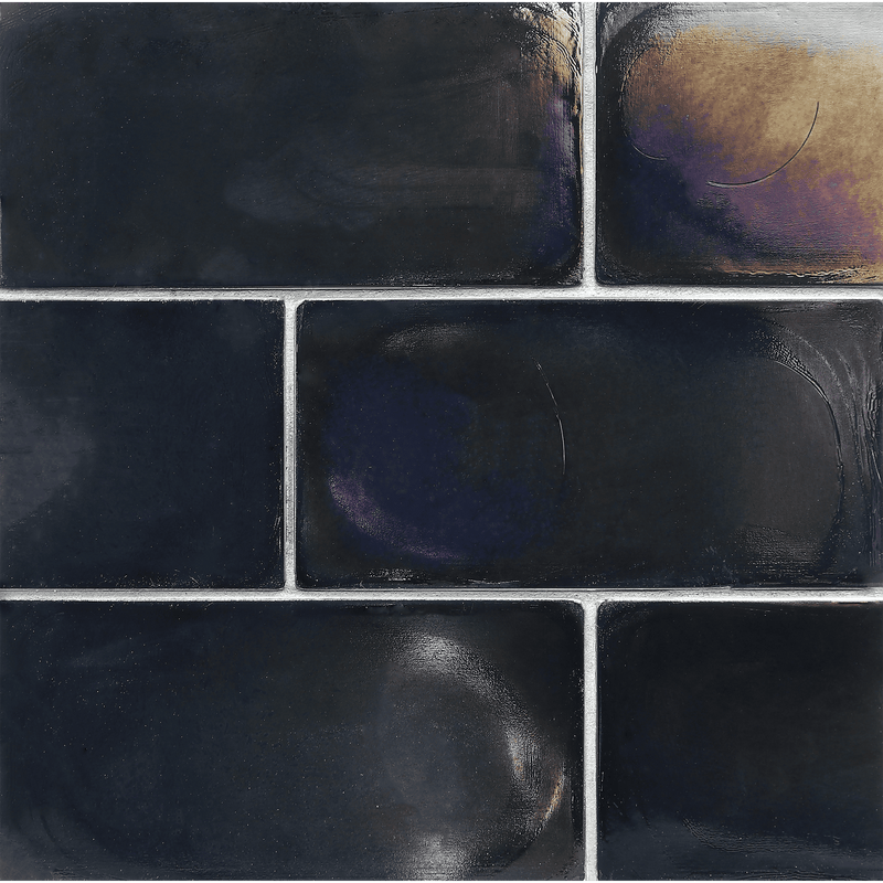 FLUX: Midnight Black Rectangle Field Tile (4"x8" | pearl)