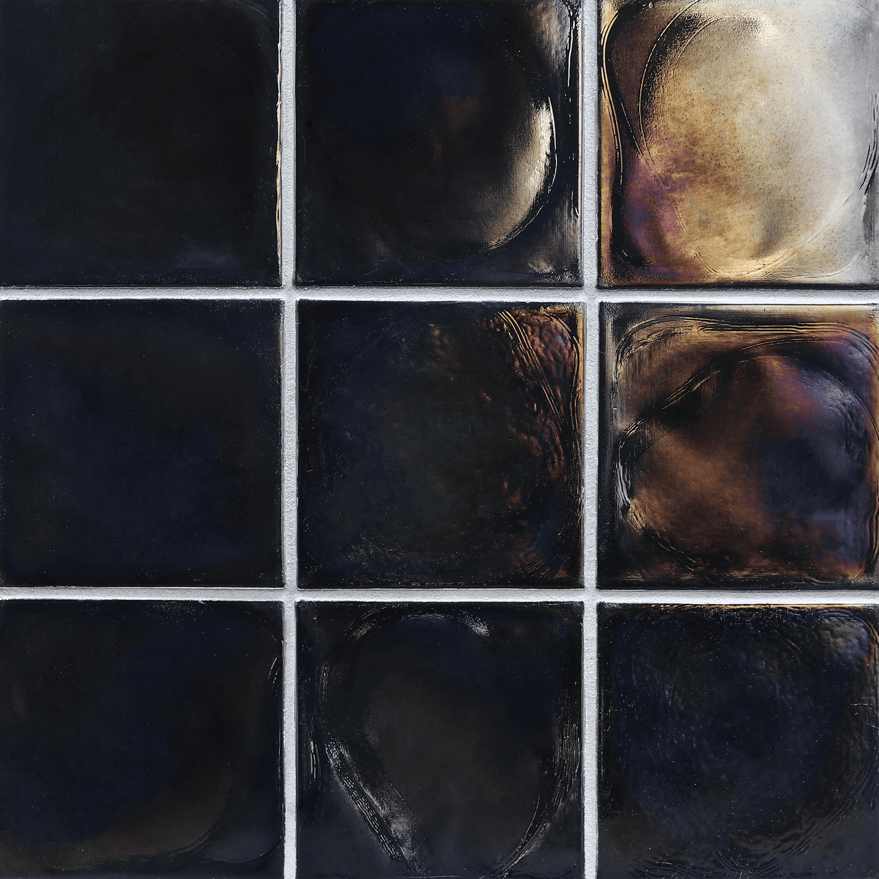 FLUX: Midnight Black Square Field Tile (4"x4" | pearl)