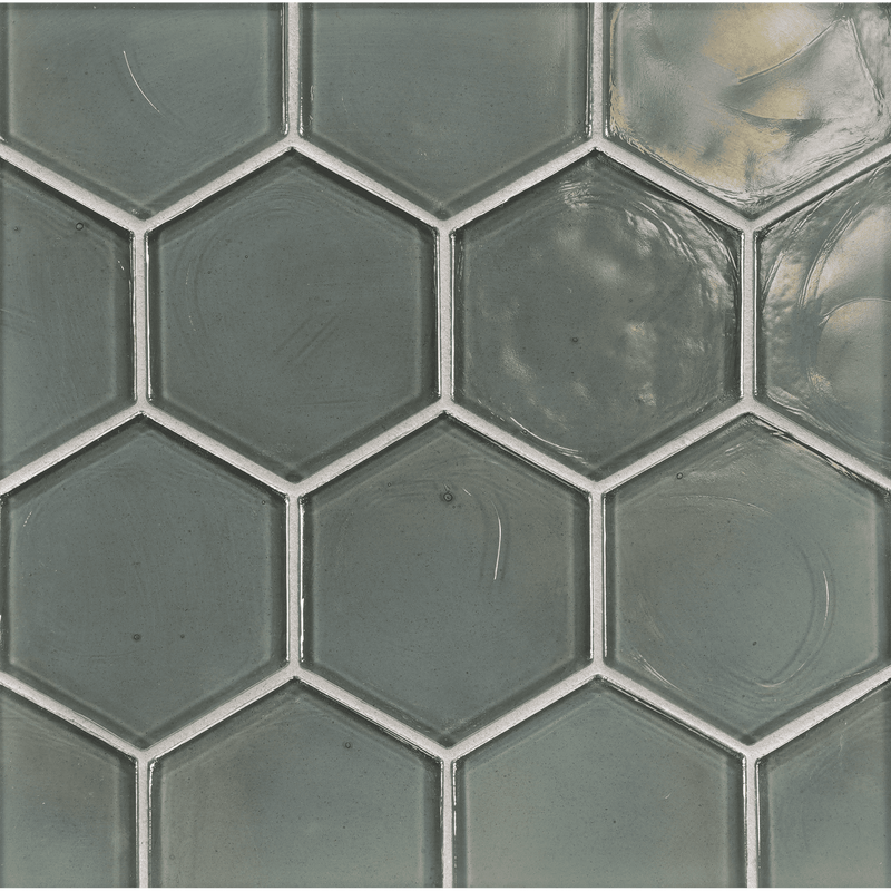 FLUX: Silver Hexagon Field Tile (4" | pearl)