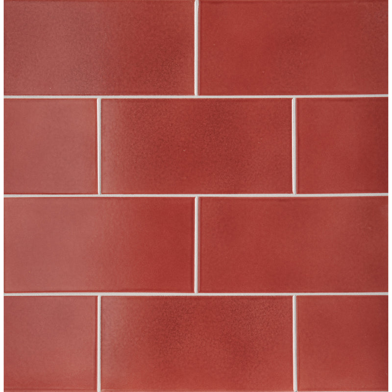 GRAPHITE: Carmine Red Rectangle Field Tile (4 3/4"x9 1/2" | glossy)