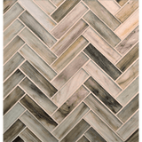 HAISEN: Light Walnut 1"x4" Herringbone Field Mosaic (8.83"x11.24" | silk)