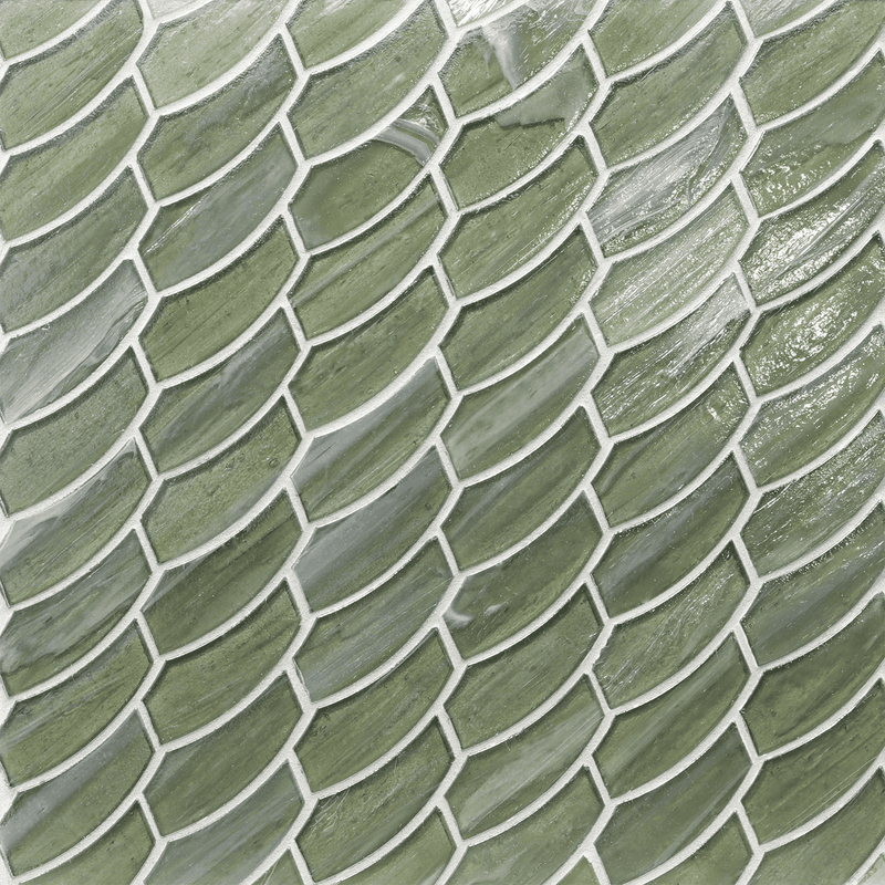 LUCE: Bamboo Garden Feather Offset Field Mosaic (10.41"x11.24" | pearl)