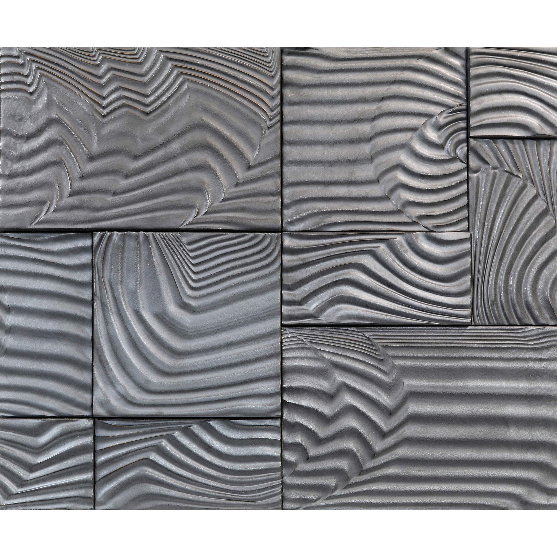 NAMIBIA: Dark Silver Dunes 3-Piece Rectangle Field Tile Pattern (4"x8,8"x8,8"x12" | matte)