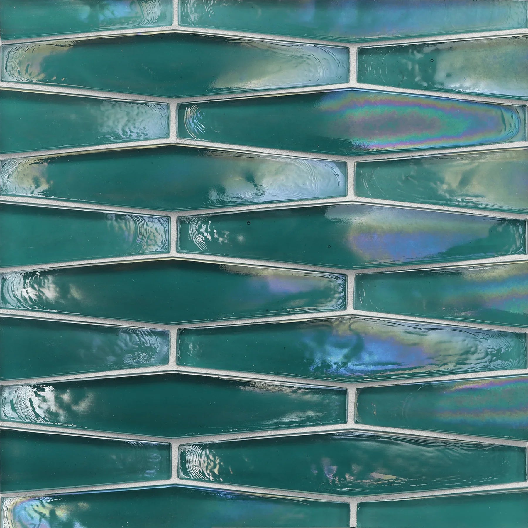 ORIGAMI FIELD: Java Blue Ambit Elongated Hexagon Field Tile (7/8 - 1-5/8"x8" | pearl)