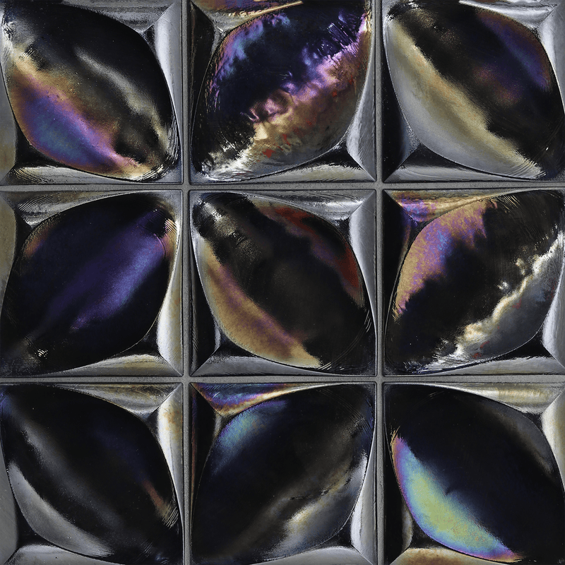 ORIGAMI FIELD: Midnight Black Lacuna Square Field Tile (4"x4" | pearl)