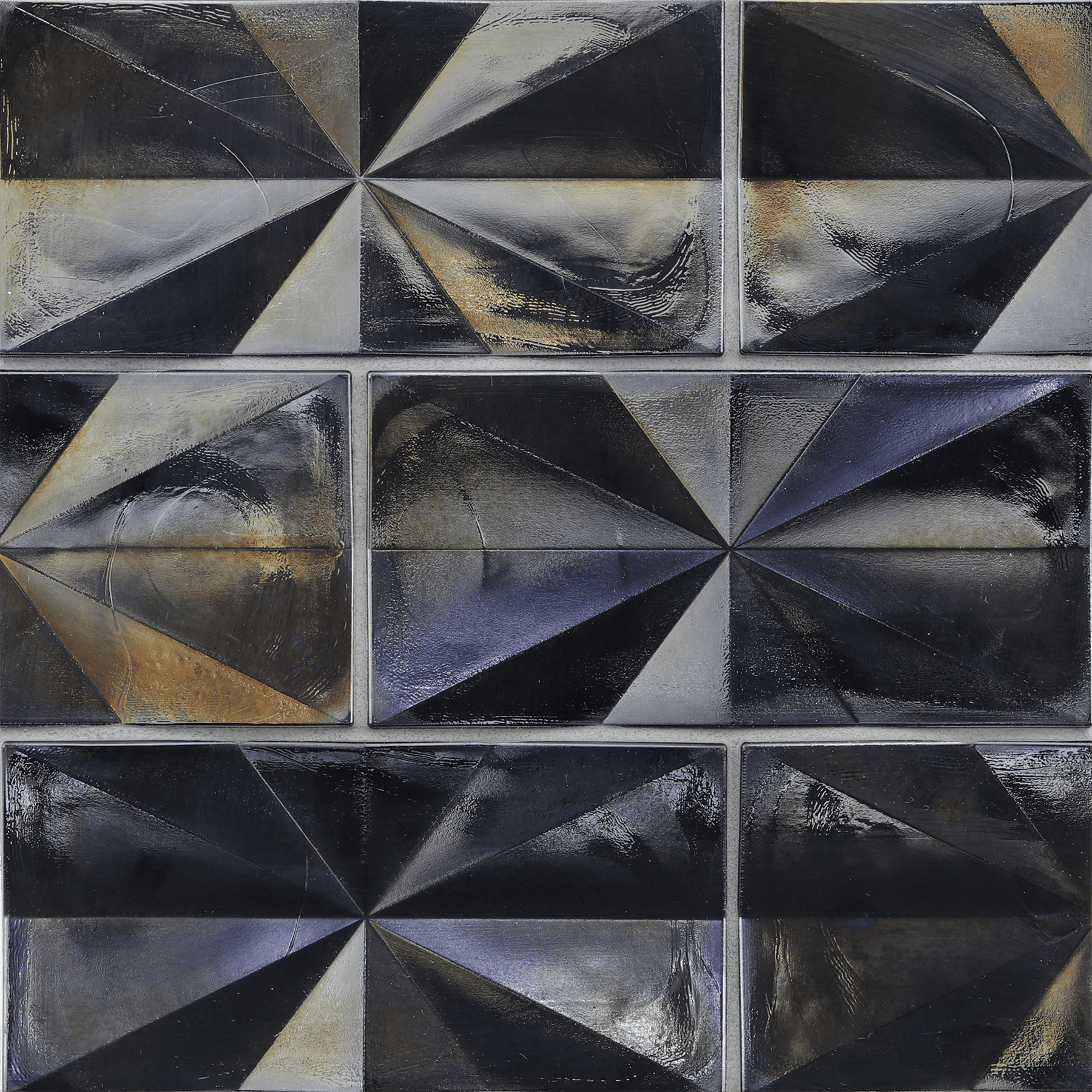 ORIGAMI FIELD: Midnight Black Moxie Rectangle Field Tile (4"x8" | pearl)