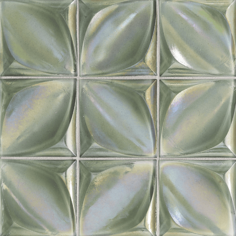 ORIGAMI FIELD: Silver Lacuna Square Field Tile (4"x4" | pearl)