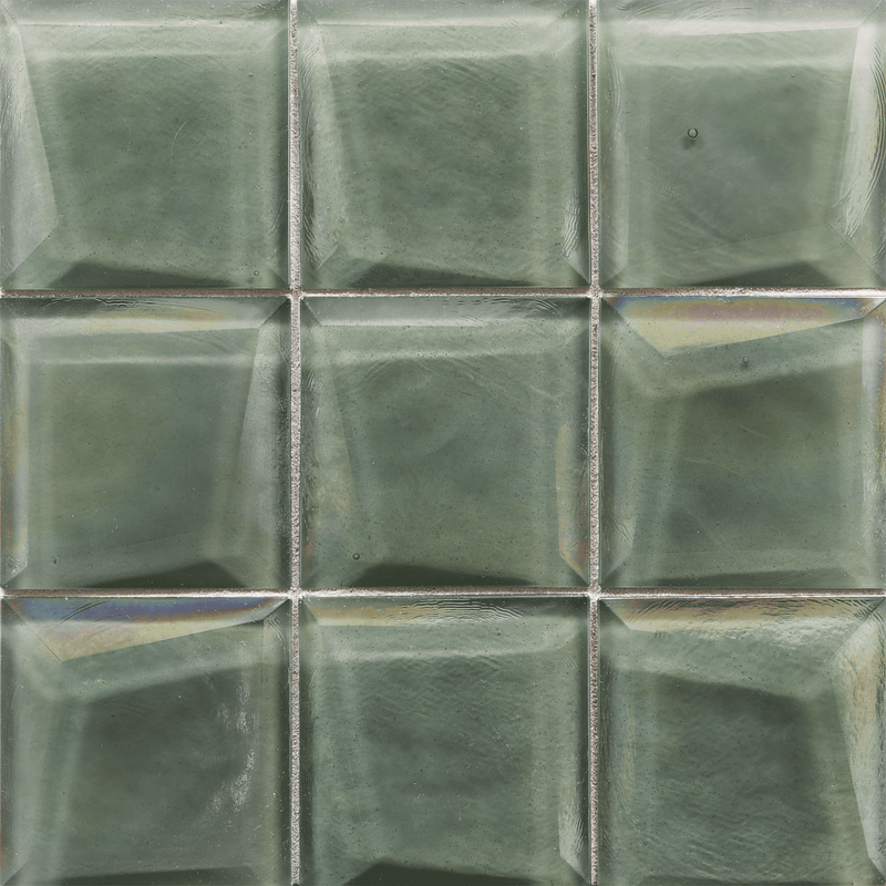 ORIGAMI FIELD: Silver Trapeze Square Field Tile (4"x4" | pearl)