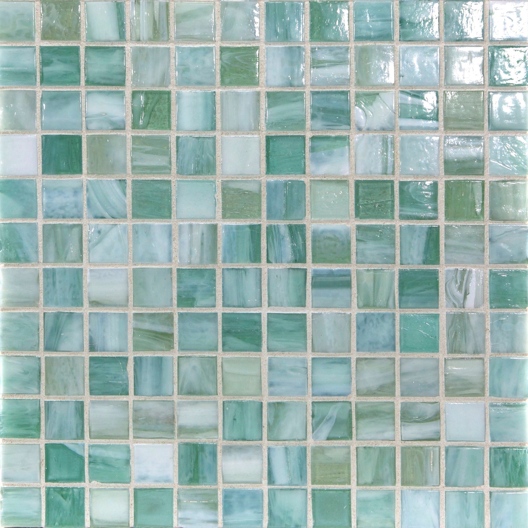 SHIBUI: Soft Teal 1"x1" Straight Stack Field Mosaic (12.51"x12.51" | natural)