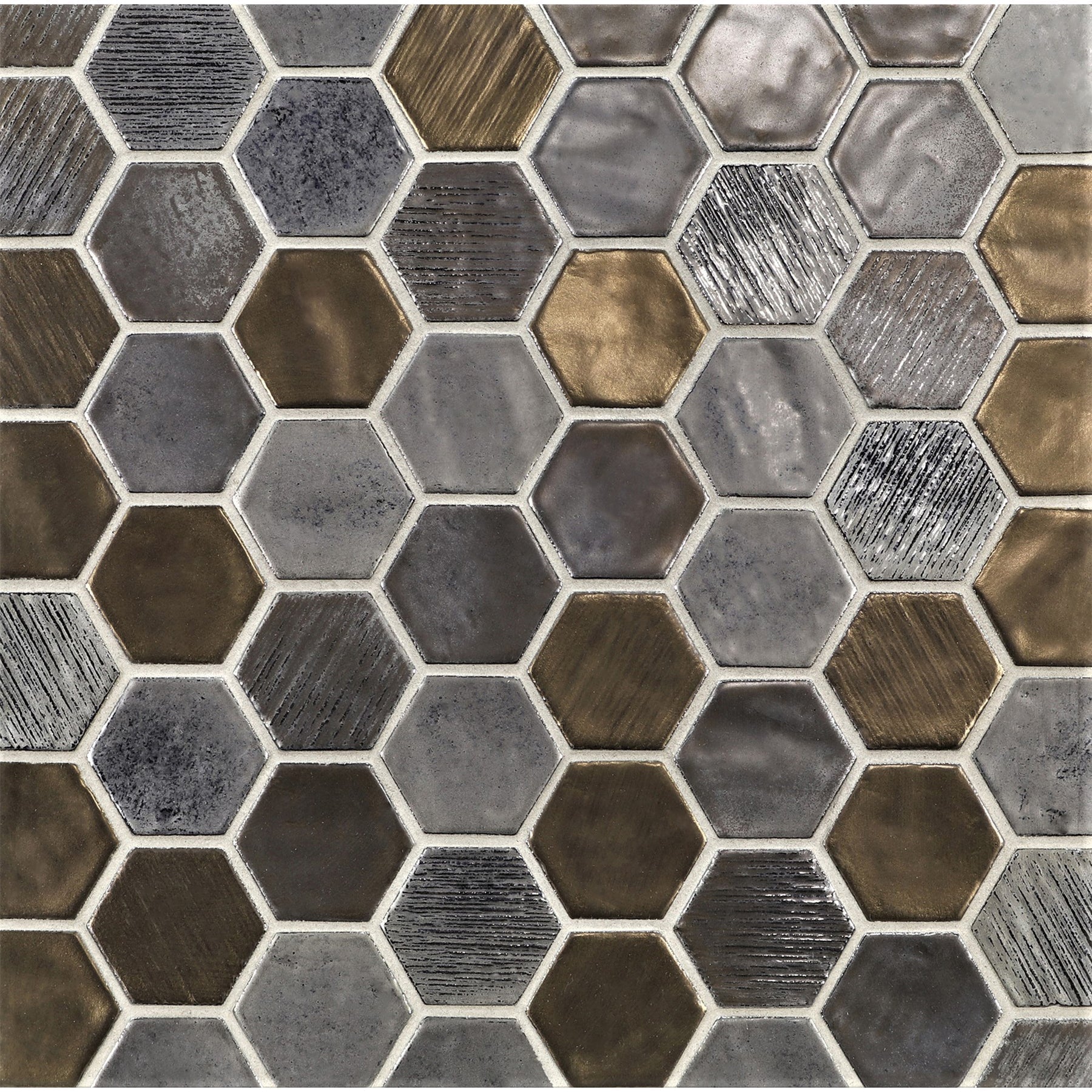 SHINJU: Pacific Cambric Hexagonal Field Mosaic (9.96"x11.5" | semi glossy)