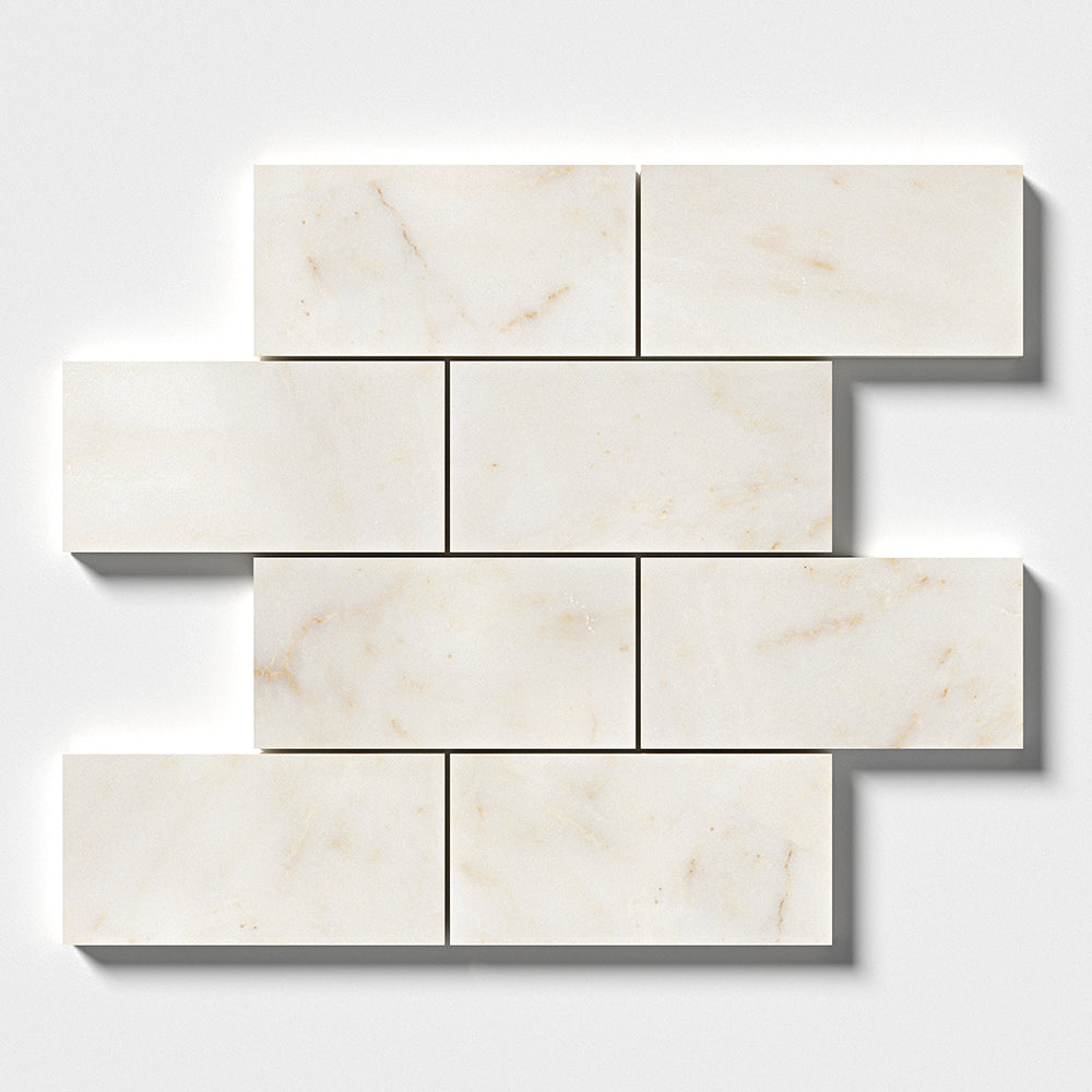 Marble Systems Afyon Sugar glossy marble tile pattern swatch — available at Surface Group