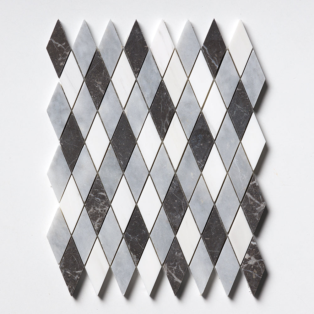 Allure L, Iris Black, Bianco Dolomiti Cl Honed Hazem Marble Mosaic 12Γ12 Image