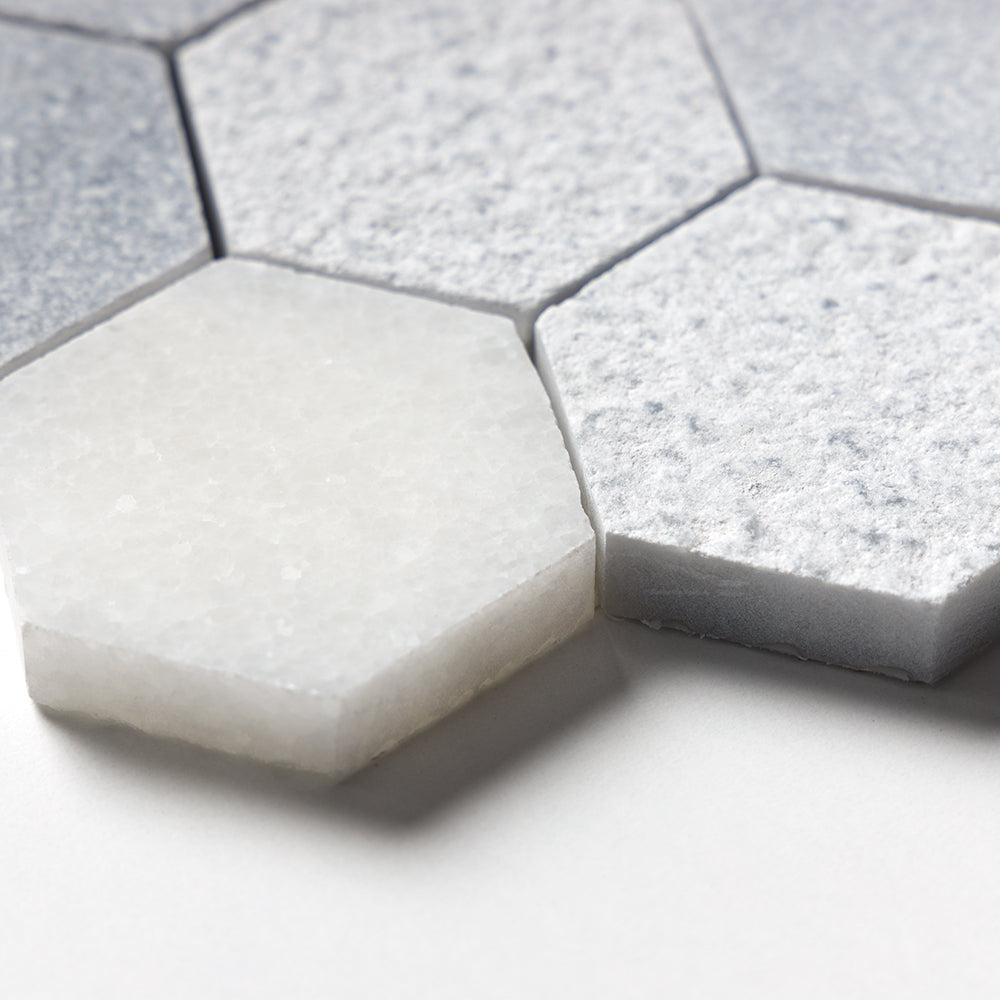 Allure&glacier Textured Hexagon 2 Marble Mosaics 10 3/8×12 (MS01287)