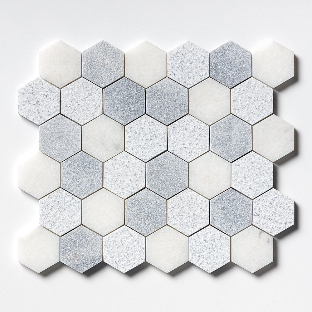 Allure&glacier Textured Hexagon Marble Mosaic 10 3/8×12 Image
