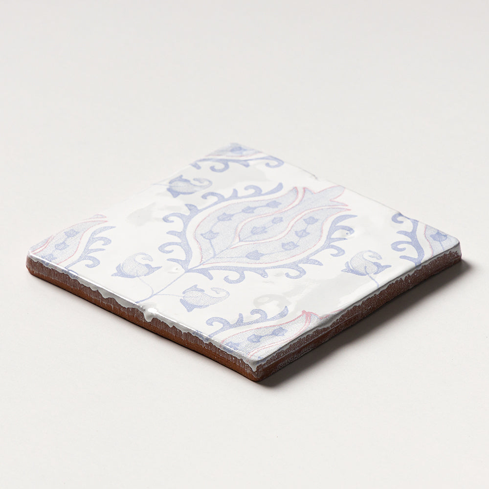 Indigo Wash Tulips Glossy Glazed Terracotta Tiles 6Γ6